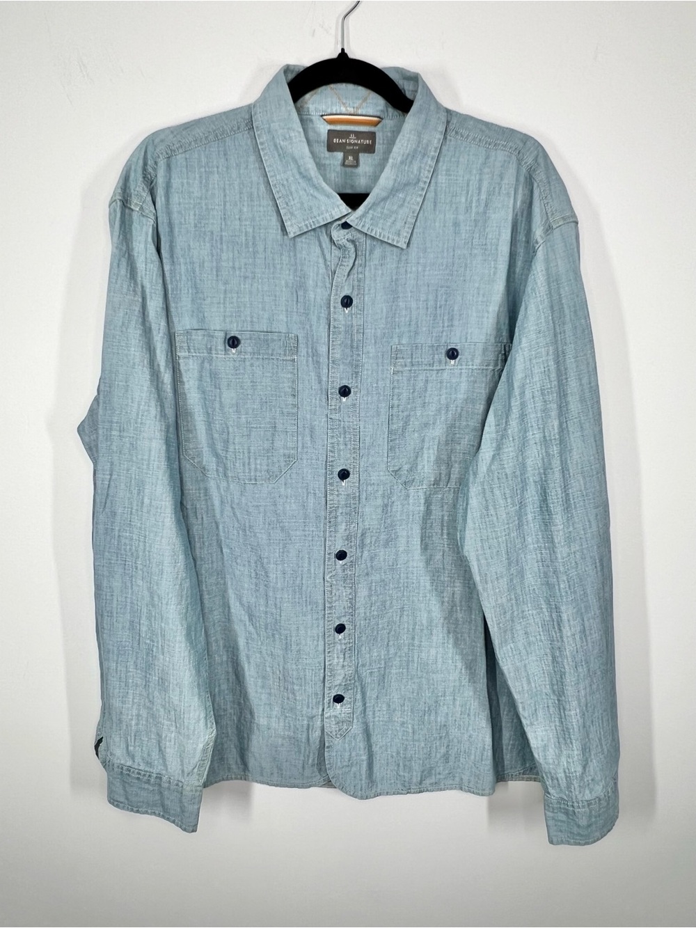 L.L. Bean Signature Slim Fit Denim Chambray Long Sleeve Button Down Shirt XL
